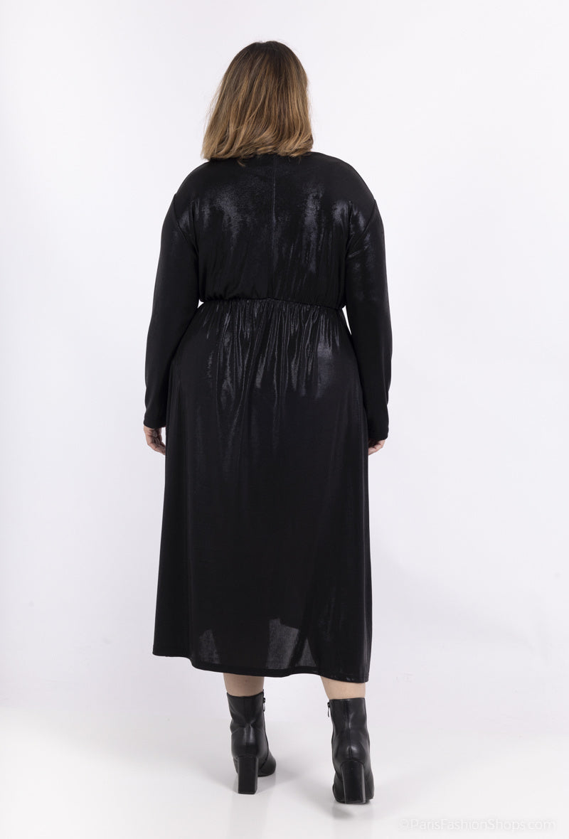 Plus Size V-neck Sequin Dress