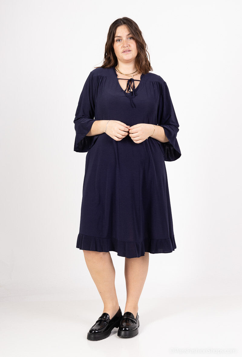 Plus Size Plain dress with bow