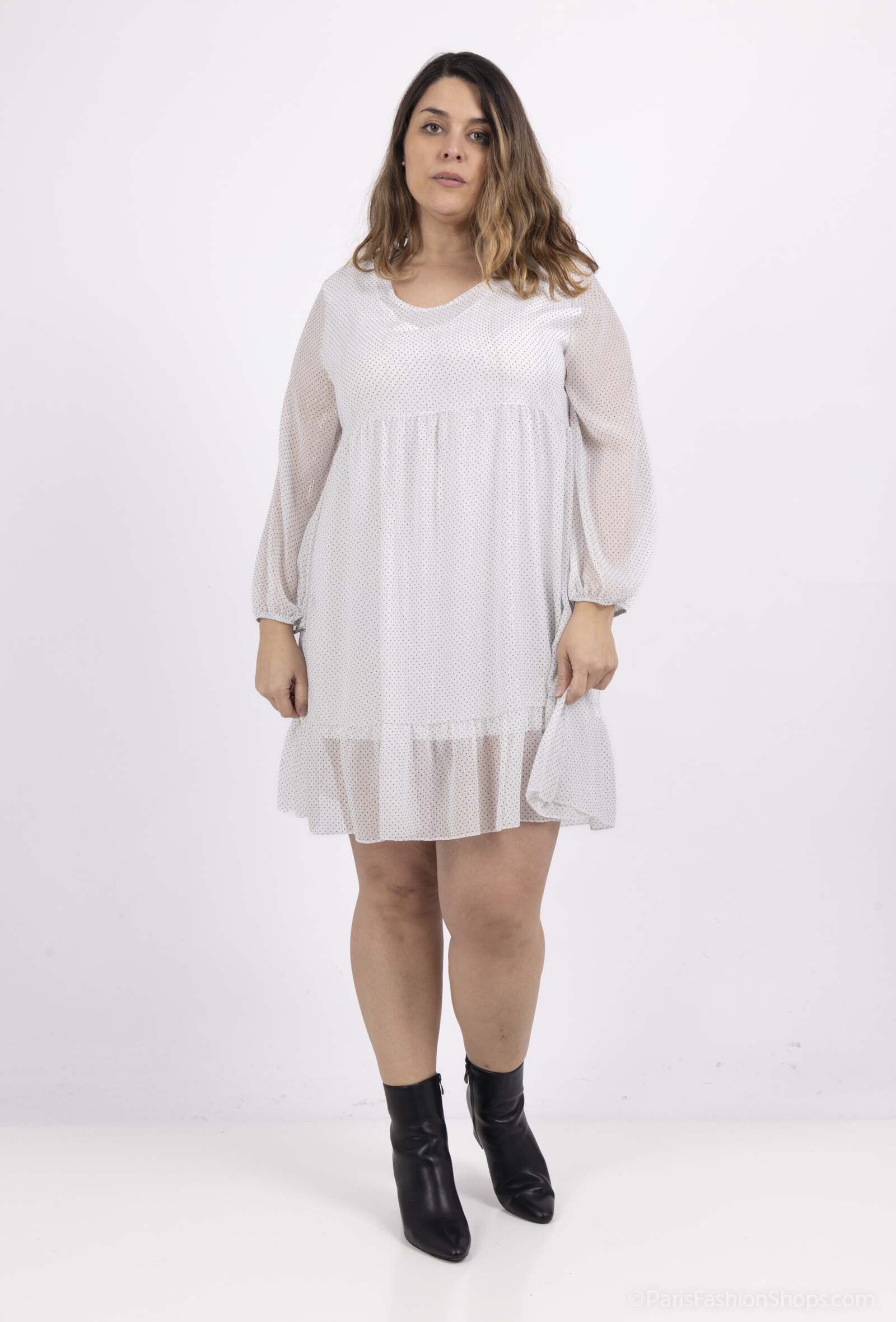 Plus Size Dress with ruffles and metallic threads