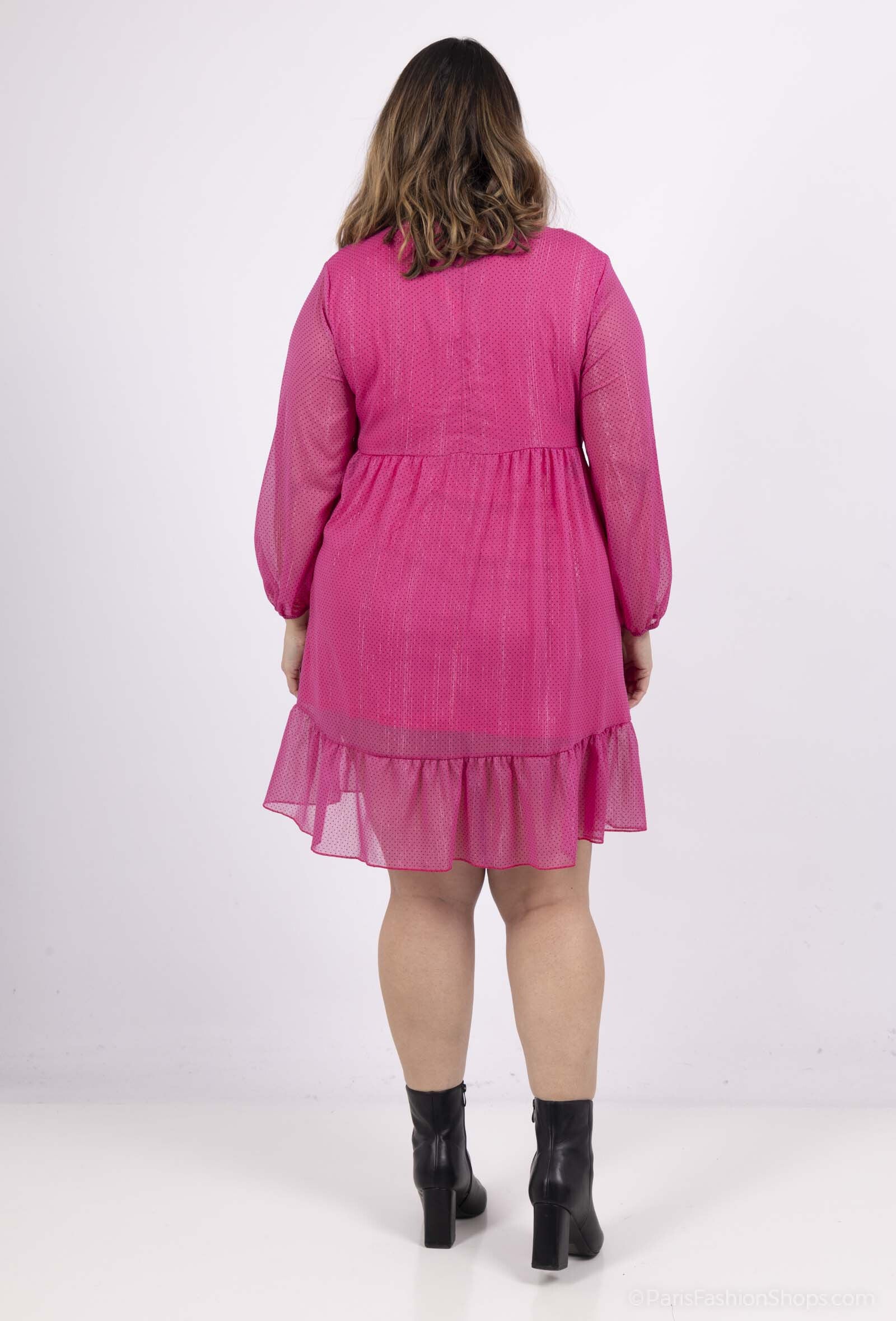 Plus Size Klänning med Volanger och Metalltrådar