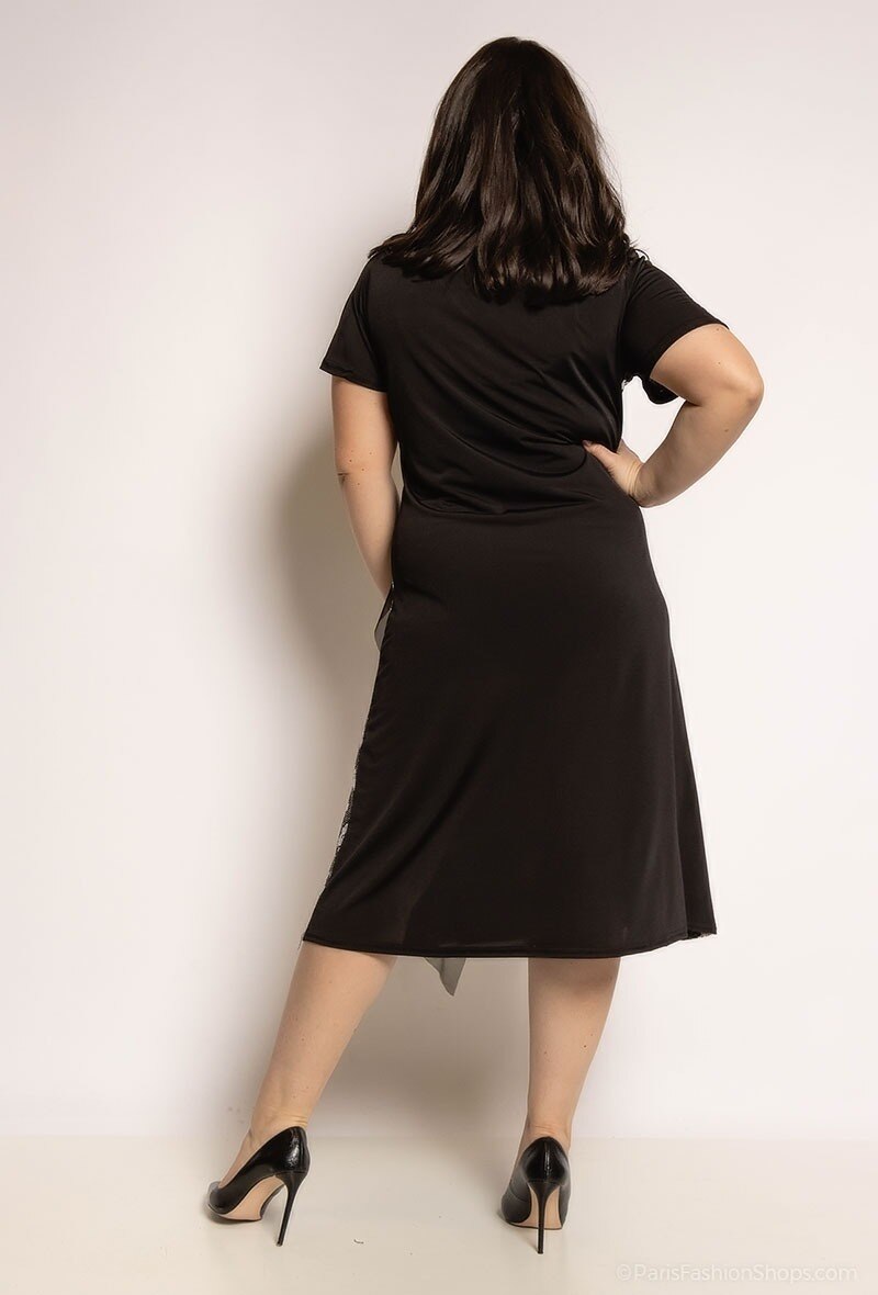 Plus Size Klänning med Rynkor och Leopardtryck