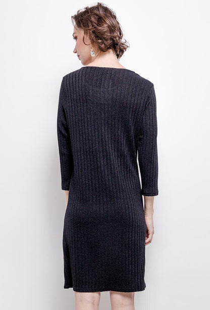 Plus Size Check Bi-Material Dress