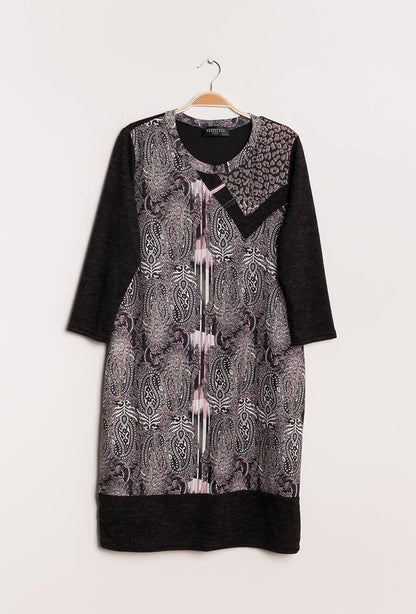 Plus Size Bi-material dress with print