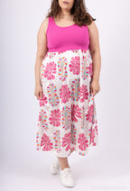 Plus Size United Bi-material Klänning med Blommönster T38 till T46