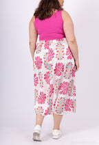 United bi-material klänning med tryckta blommor T38 till T46 i Stor Storlek