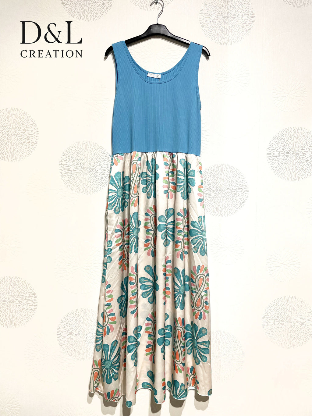 Plus Size United bi-material dress and printed flowers T38 to T46
