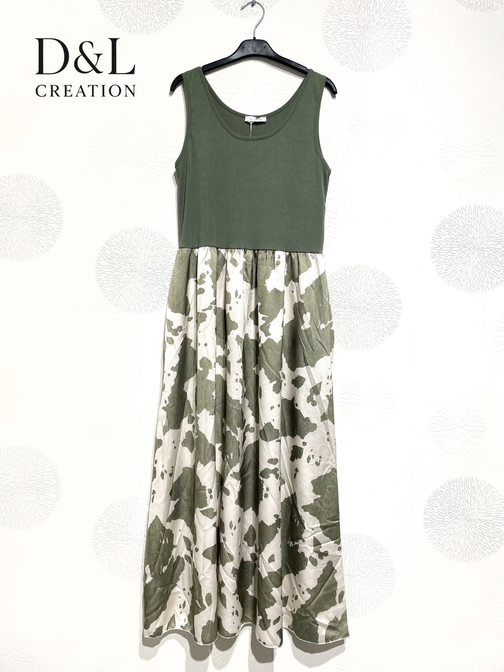 Plus Size United and printed bi-material dress T38 to T46