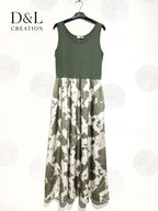 Plus Size United and printed bi-material dress T38 to T46