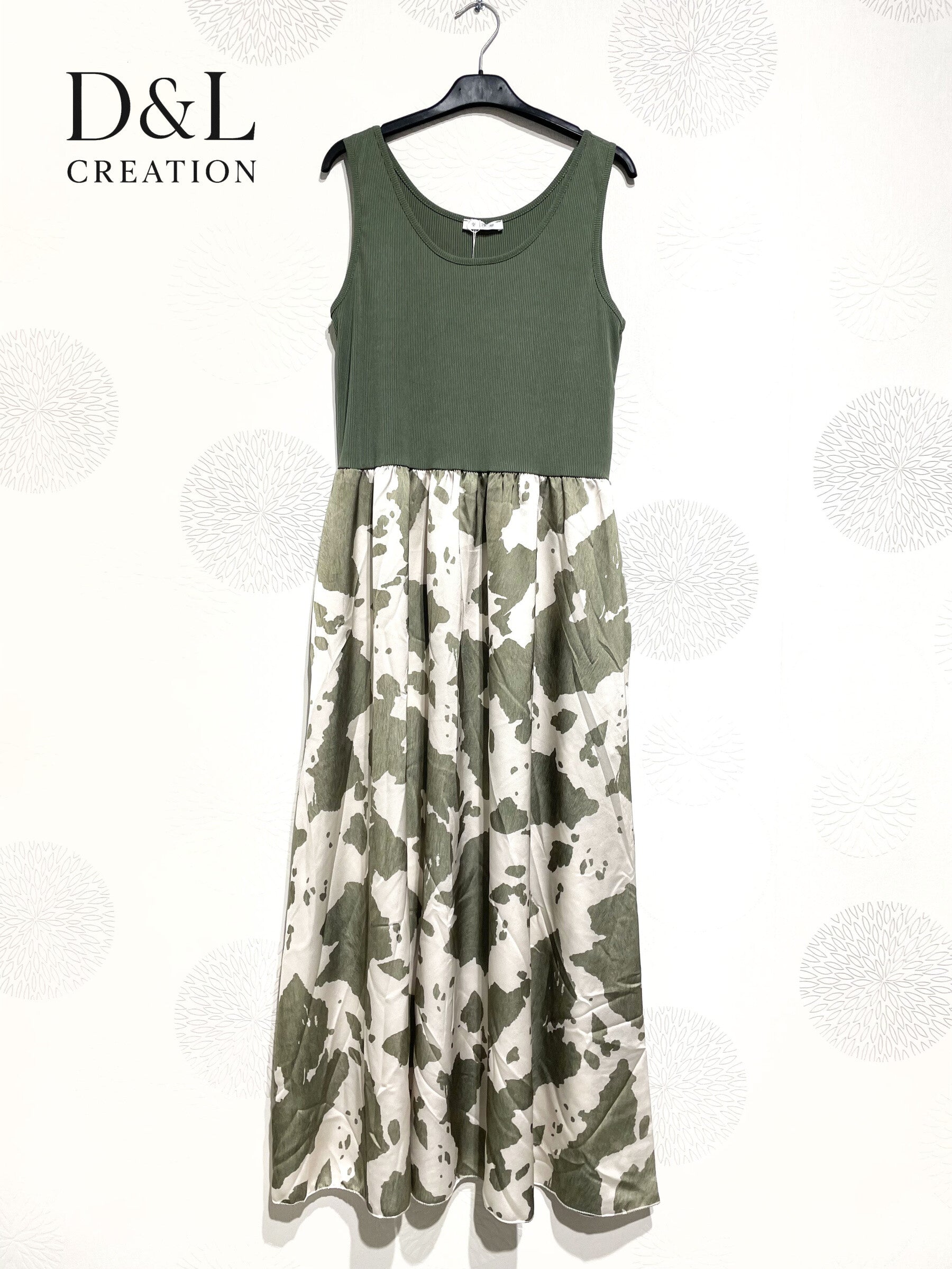 Plus Size United and printed bi-material dress T38 to T46