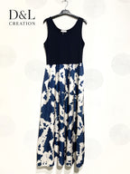 Plus Size United and printed bi-material dress T38 to T46