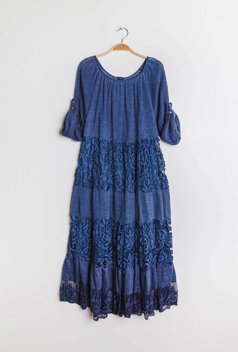 Plus Size Bi-material Klänning