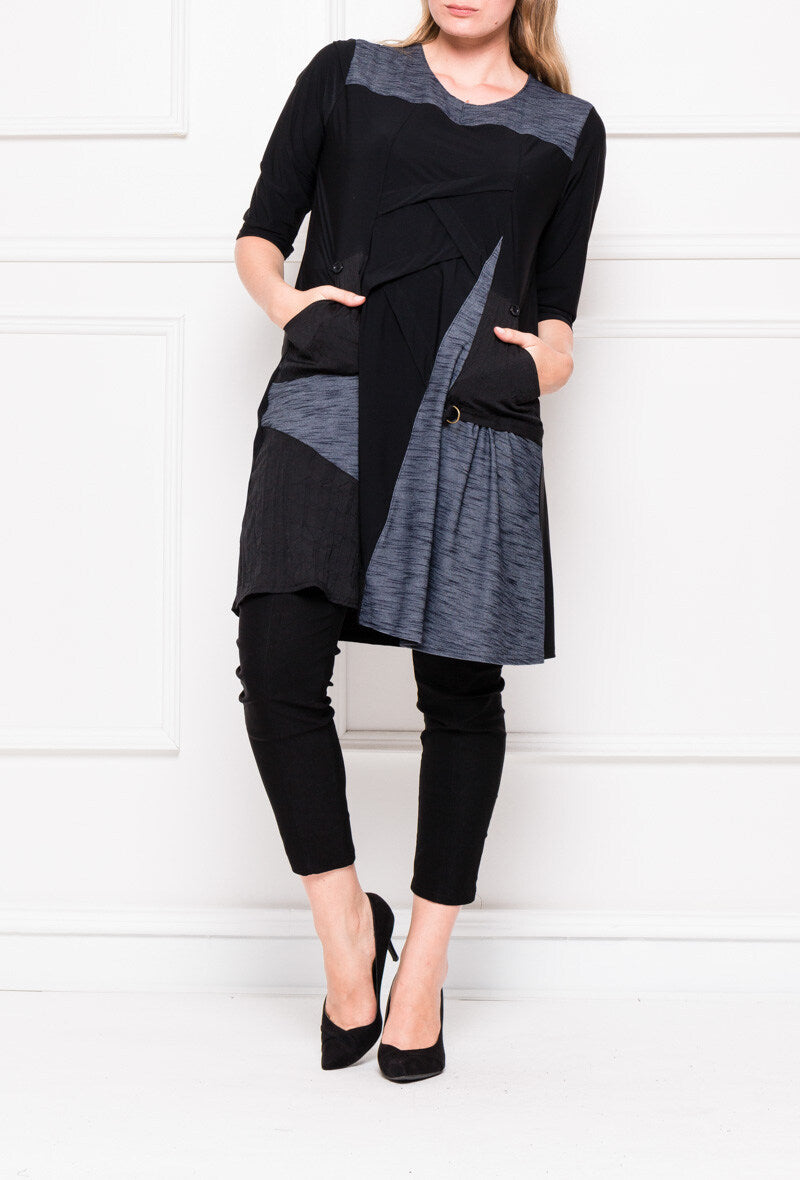 Plussize Bimaterialklänning
