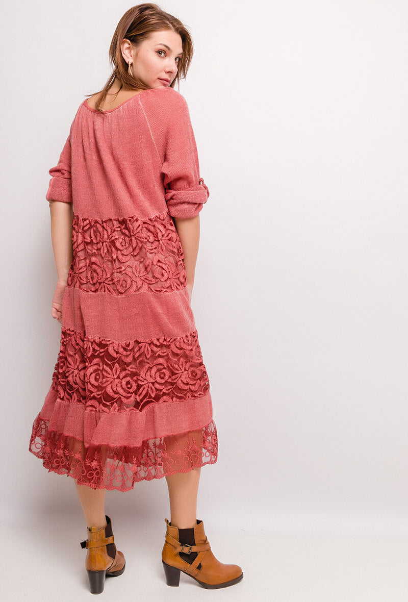 Plus Size Bi-material Klänning