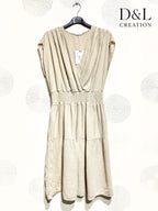 Plus Size Double cotton gauze wrap dress with elastic waist size T38 to T52