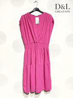 Plus Size Double cotton gauze wrap dress with elastic waist size T38 to T52