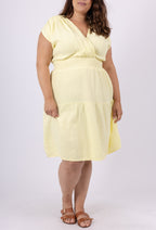Plus Size Double cotton gauze wrap dress with elastic waist size T38 to T52