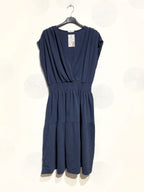 Plus Size Double cotton gauze wrap dress with elastic waist size T38 to T52