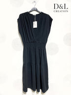 Plus Size Double cotton gauze wrap dress with elastic waist size T38 to T52