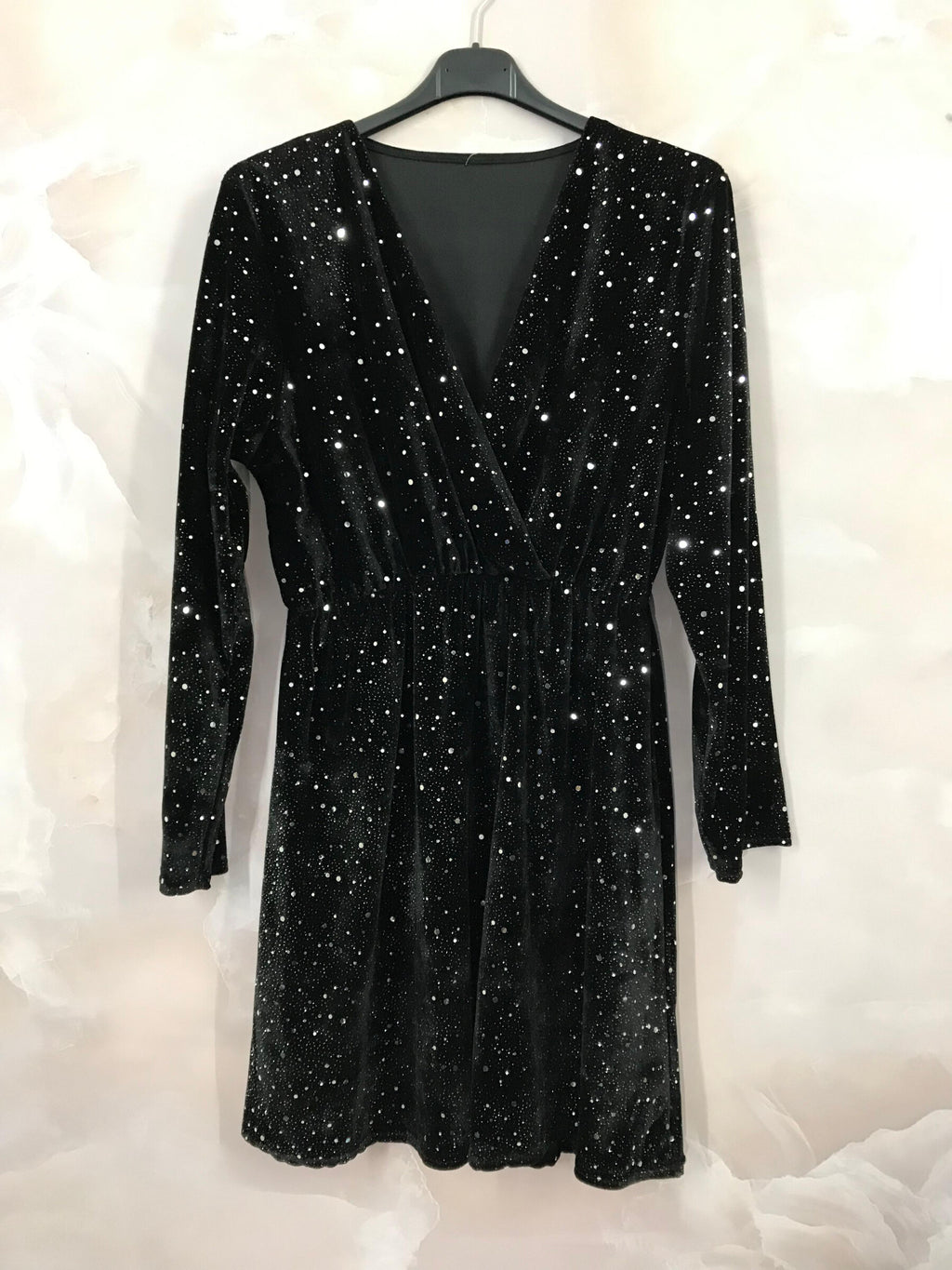 Plus Size Pailletterad Sammet Wrap Klänning