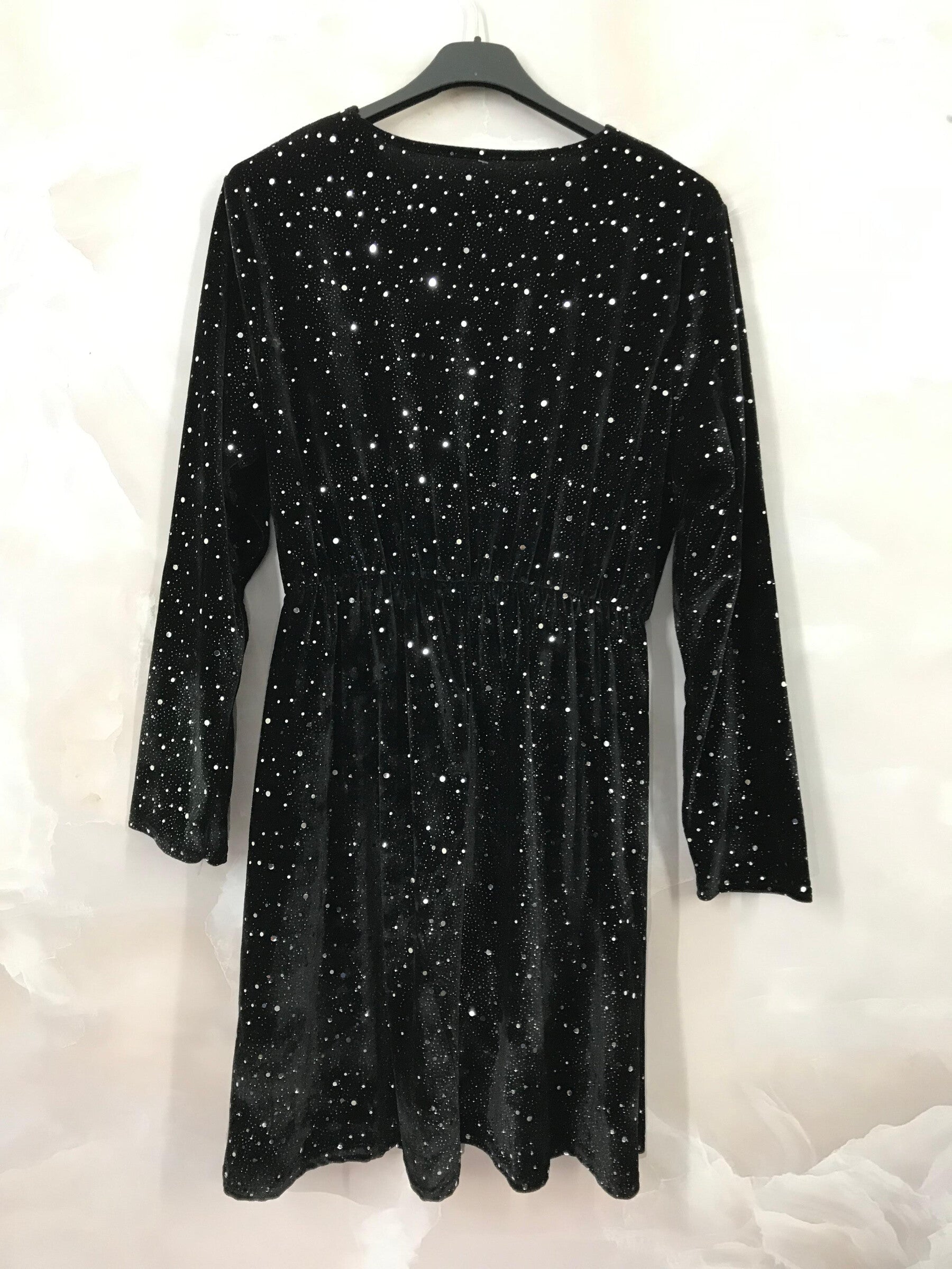 Plus Size Pailletterad Sammet Wrap Klänning