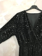 Plus Size Pailletterad Sammet Wrap Klänning