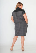 Plus Size Bi-material Shirt Dress