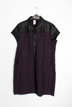 Plus Size Bi-material Shirt Dress