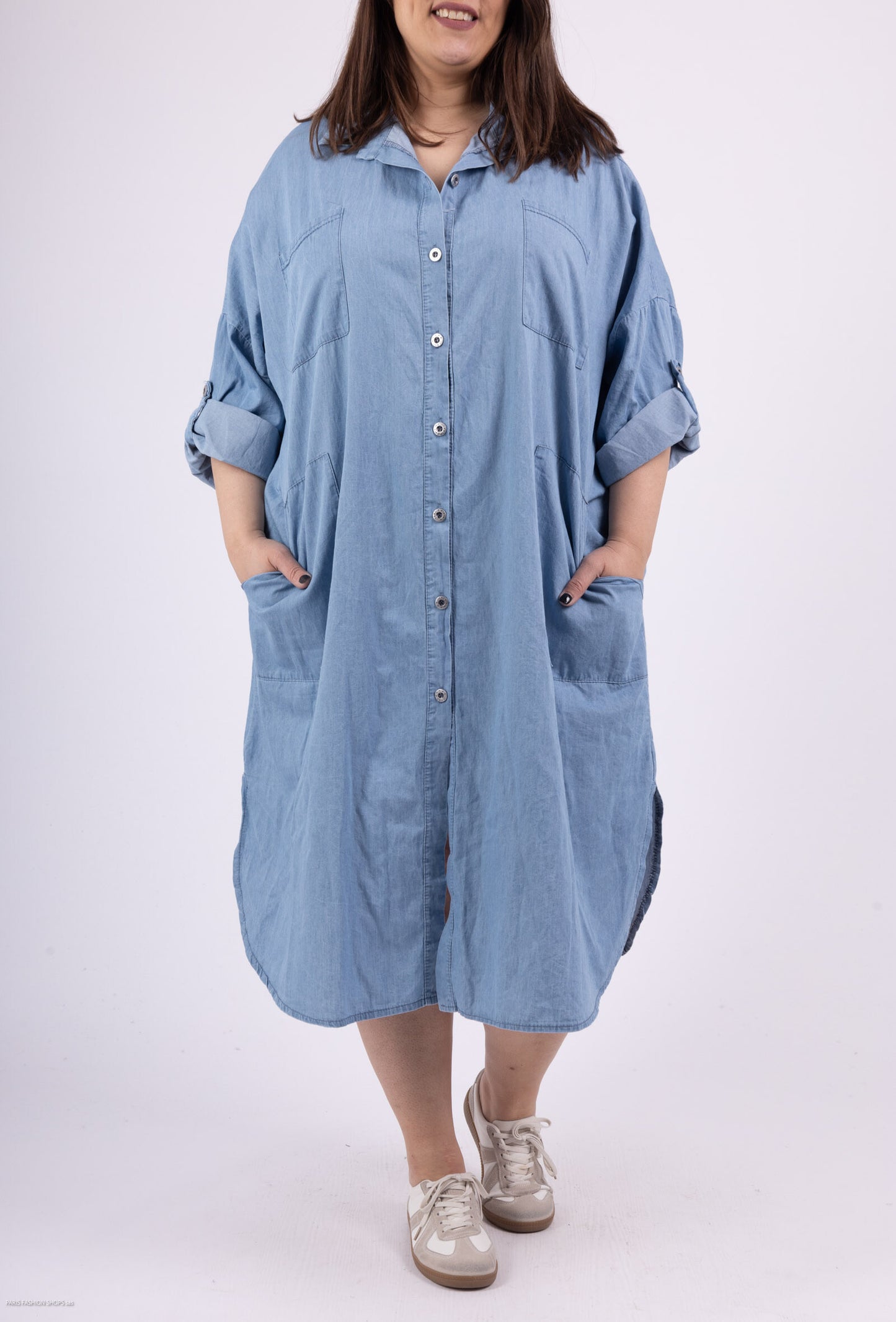 Denim shirt dress - Stora Storlekar