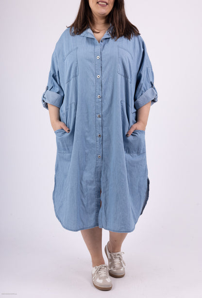 Denim shirt dress - Stora Storlekar