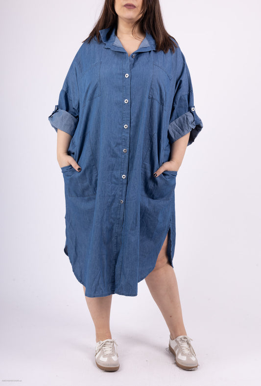 Denim shirt dress - Stora Storlekar