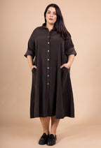 Fine velvet shirt dress 100% cotton sizes T38 to T48 i Stor Storlek