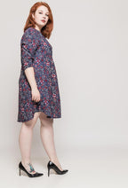 Plus Size Blommig Skjortklänning
