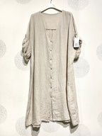 Plus Size Long Shirt in V-Neck 100% Lin T40 till T54