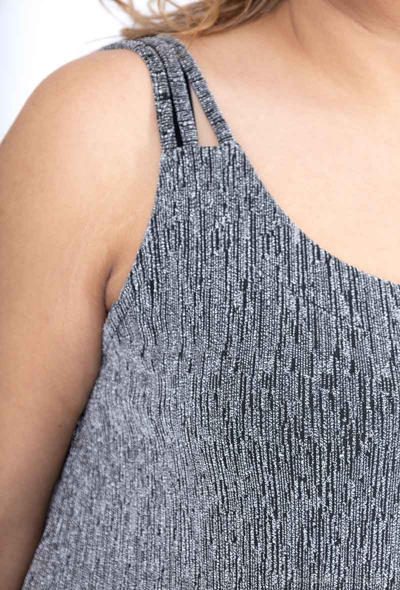 Plus Size Chic Klänning med Tunna Remmar och Paljetter