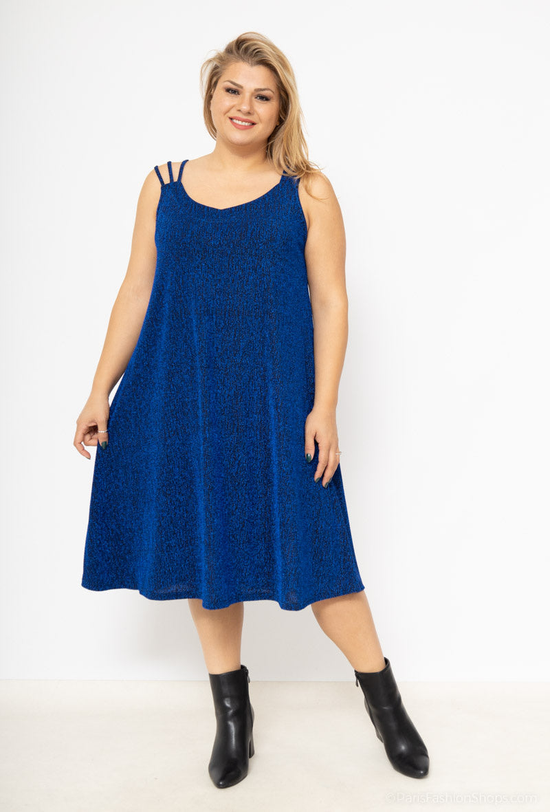 Chic Klänning i Plus Size med Tunna Remmar och Paljetter