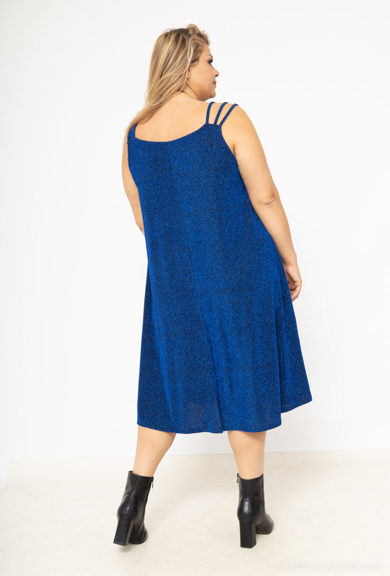 Chic Klänning i Plus Size med Tunna Remmar och Paljetter