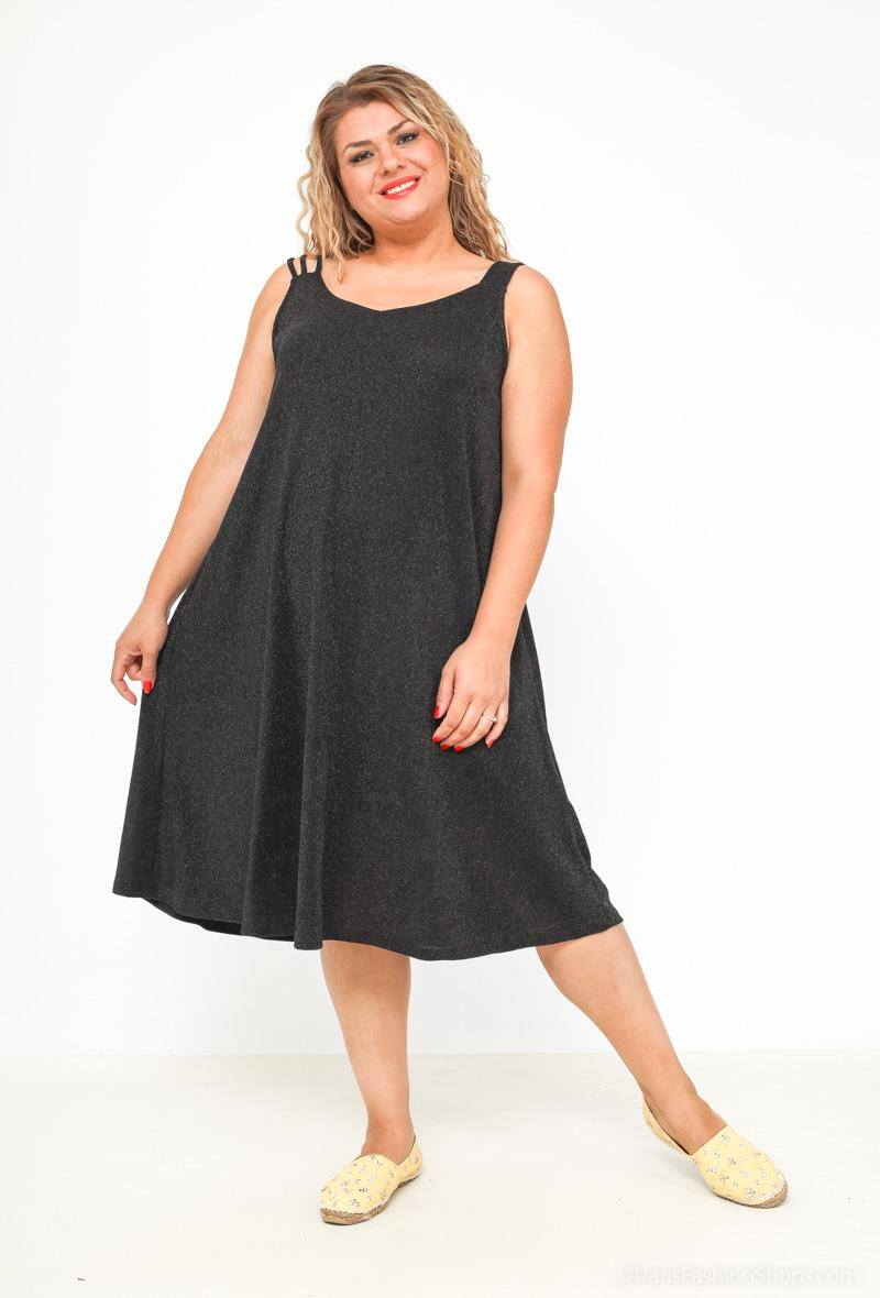 Chic Klänning i Plus Size med Tunna Paljetter