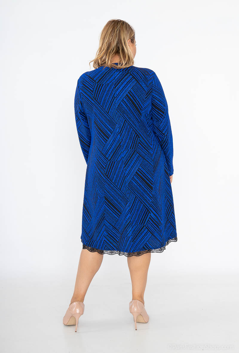 Plus Size Chic Rundhals Paljettklänning Med Dragkedja