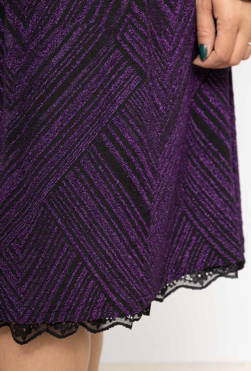 Plus Size Chic Rundhals Klänning med Paljetter och Dragkedja