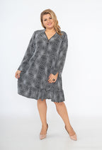 Plus Size Chic V-neck Sequin Dress with Zip