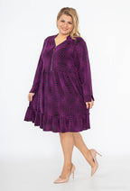 Plus Size Chic V-neck Paljetter Klänning med Dragkedja