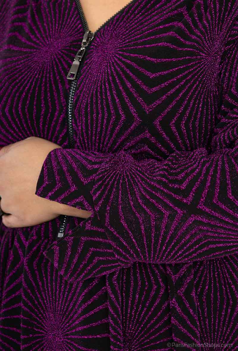 Plus Size Chic V-neck Paljetter Klänning med Dragkedja