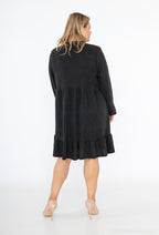 Plus Size Chic V-neck Paljetter Klänning med Dragkedja