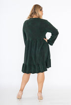 Plus Size Chic V-neck Sequined Dress with Zip