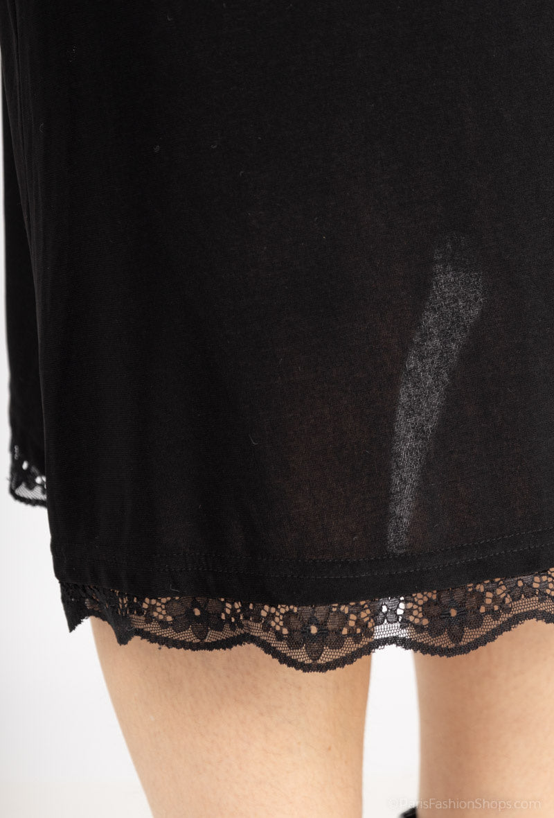 Plus Size Öppen Krage Klänning med Spets