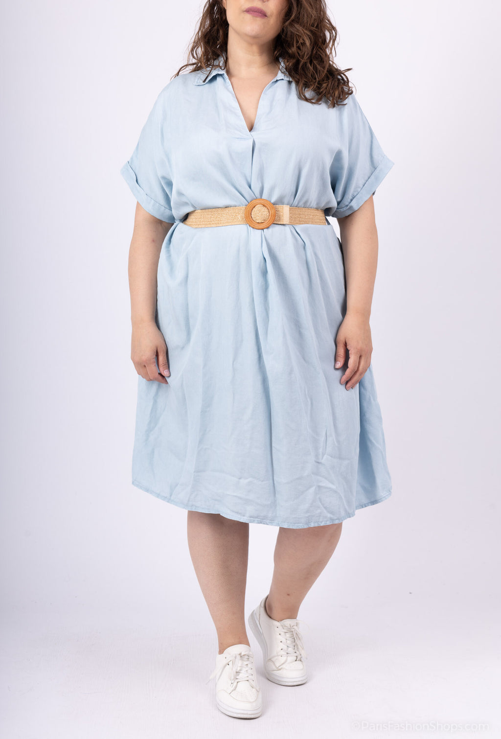 Plus Size Dress Collar Mouse with Téncel T40 denim belt at T58