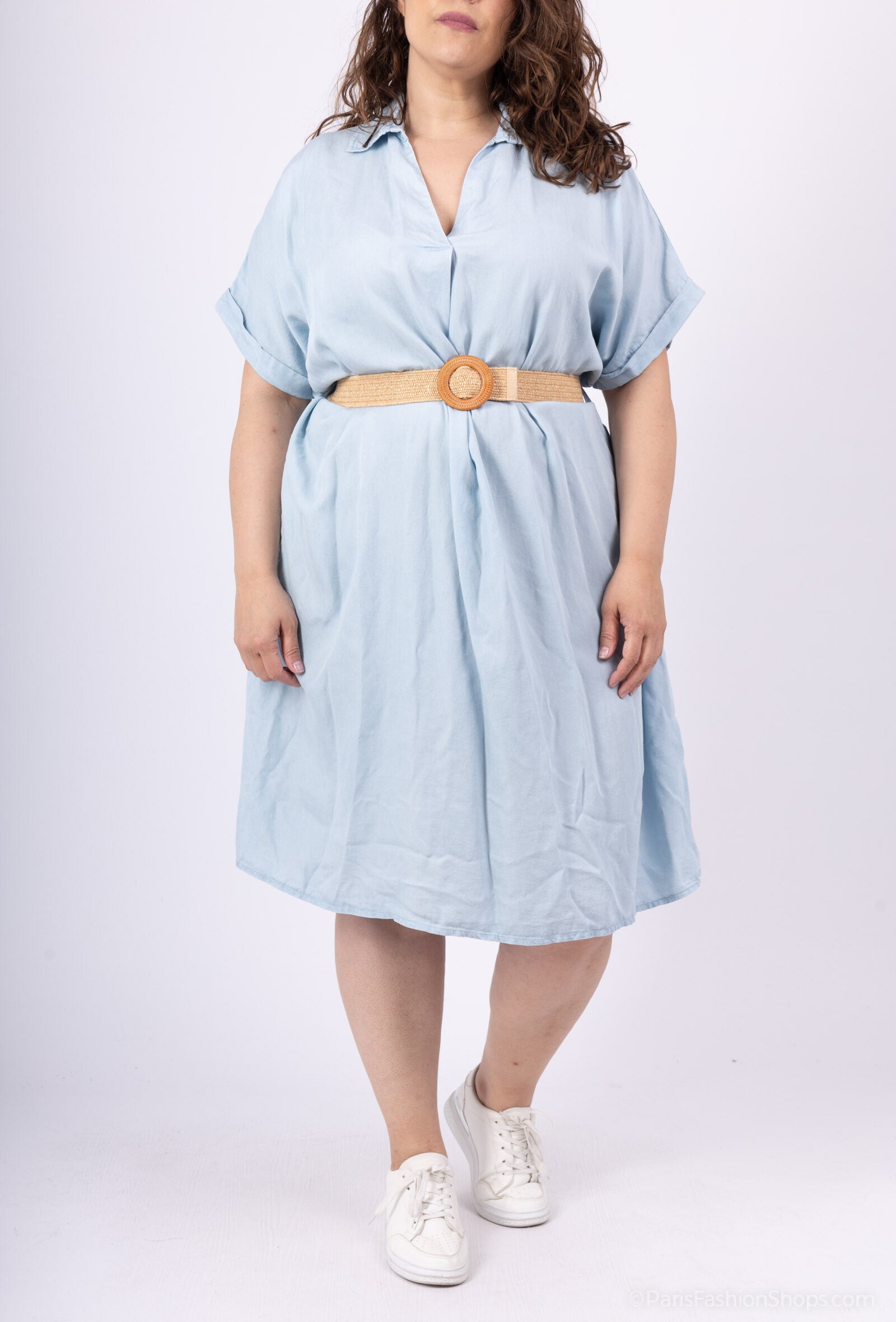 Plus Size Dress Collar Mouse with Téncel T40 denim belt at T58