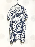 Plus Size Cotton Circles Dress - Färgglad Rundtryck T40 till T54