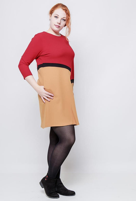 Plus Size Färgblock Klänning