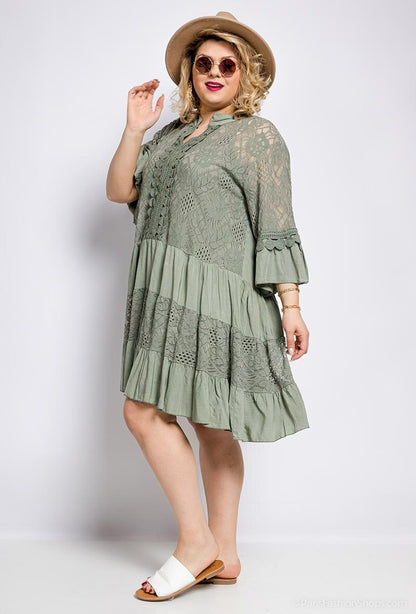 Plus Size Lace Dress with Underneath Tank Top